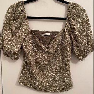 Abercrombie & Fitch Green Puff Sleeve Sweetheart Top Size S